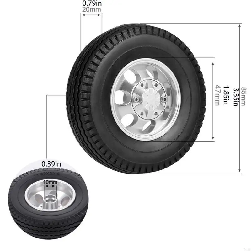 76HF Durable RC Crawler Wheel Hubs Rubber Tire Anti-Collision for 1:14 4WD RC Tamiya - view 6