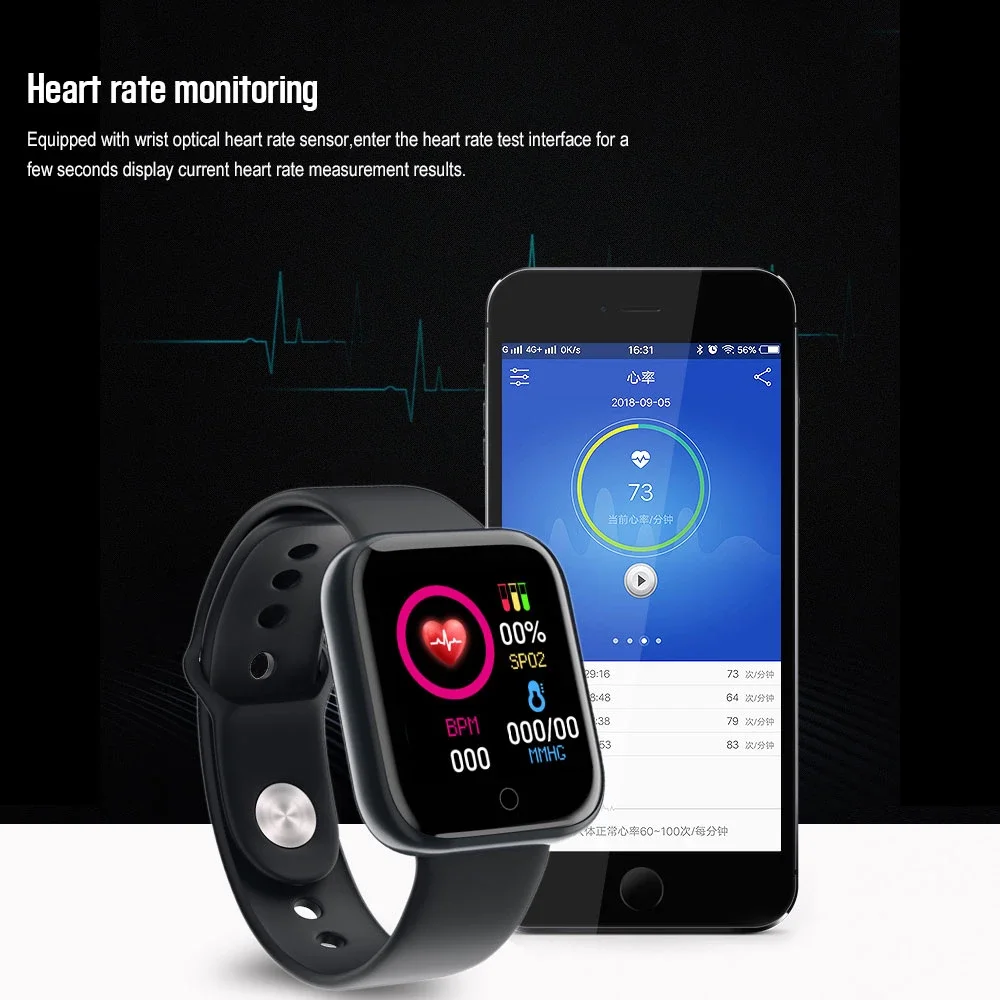 Verbonden Smart Watch Kind Kinderen Polshorloge Fitness Armband Hartslag Bloeddrukmeter Sport Smartwatch voor Android