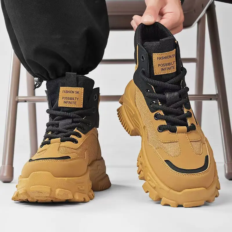 Men's boots 2025 autumn/winter men's shoes outdoor hiking anti slip work clothes shoes thick soled construction boots