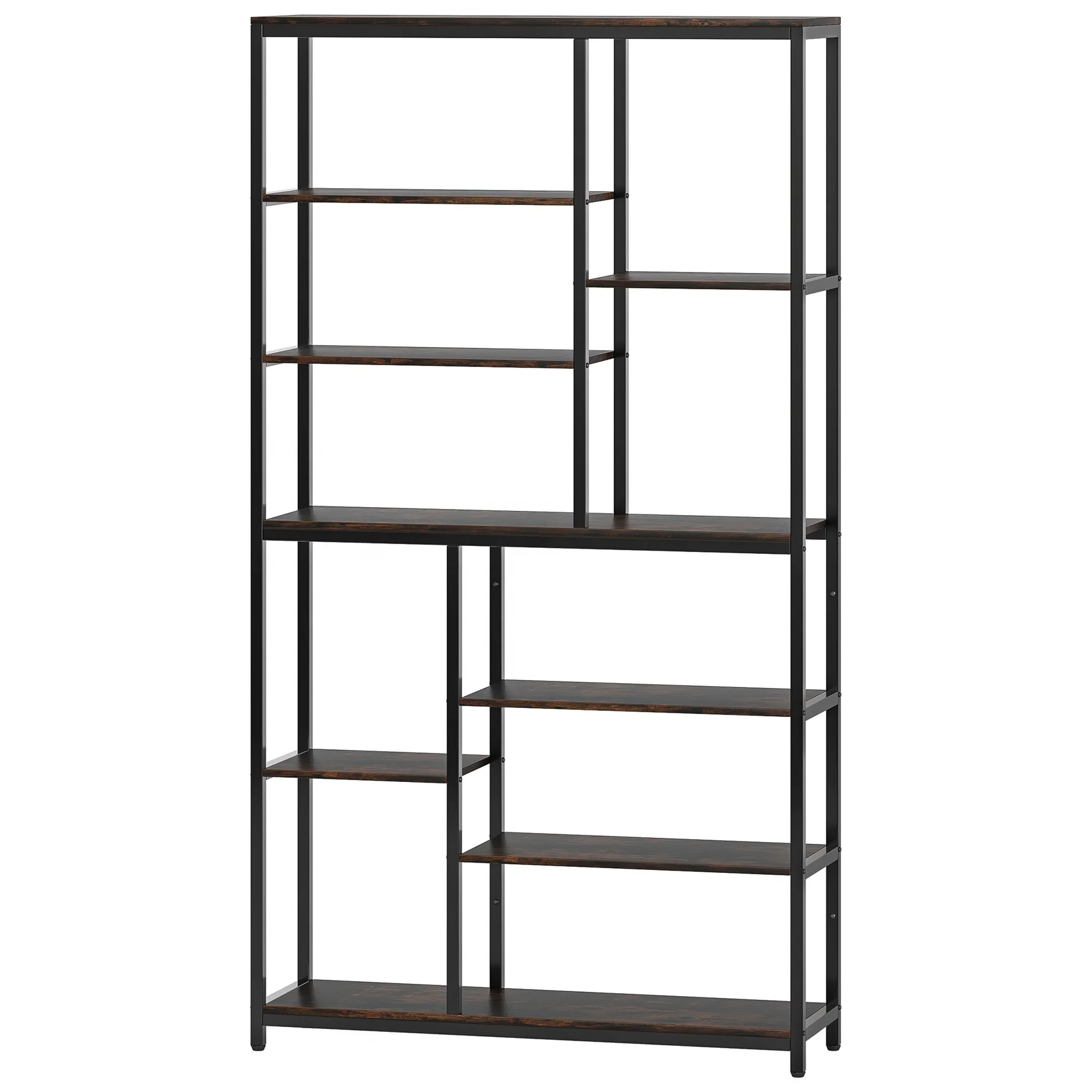 

qp-Tribesigns 9-Tier Tall Bookcase with Open Shelves 79 Inch Industrial Bookshelf 10 Cubes Etagere for Home Office！