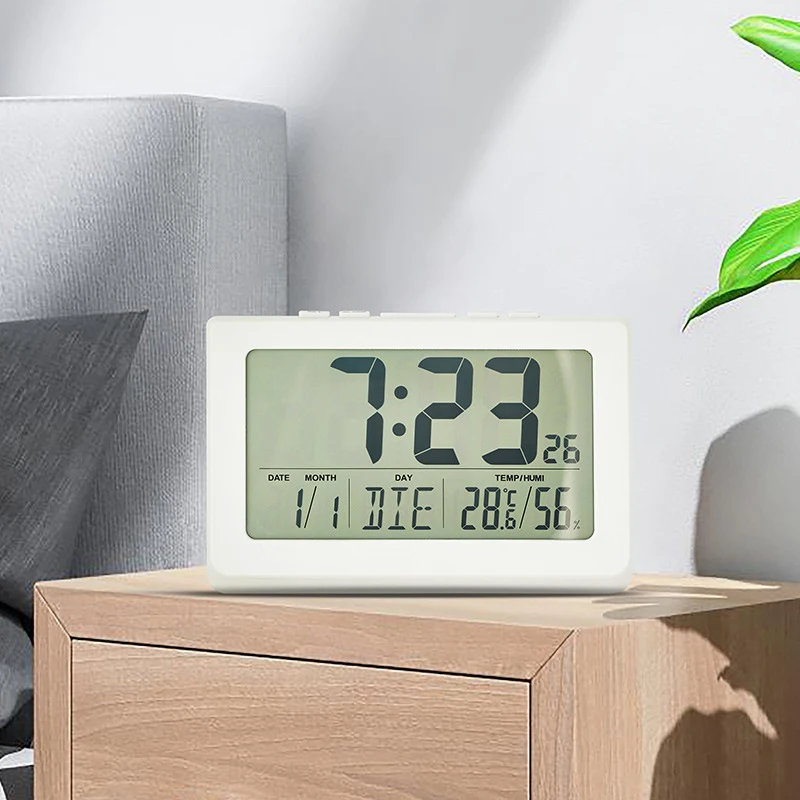 

Wall Mounted Temperature Humidity Clock LED Digital Electronic Clock with Date Week Temp Humidity Display for Bedroom Home