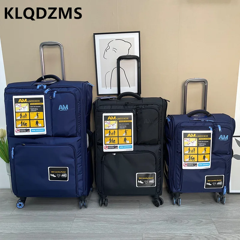 KLQDZMS 20 "ใหม่กระเป๋าเดินทาง Oxford ผ้ารถเข็นกระเป๋าขนาดใหญ่ความจุกันน้ํา Boarding กล่อง 24" 29 นิ้วมีล้อ Rolling กระเป๋าเดินทาง