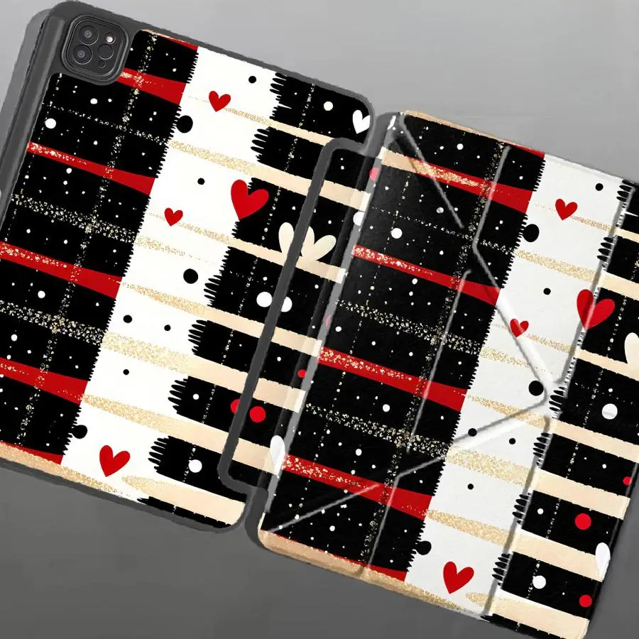 Colorful Stripe Hearts Tablet Case For iPad Mini 6 7 Air 4 5 M3 M2 M4 11inch Pro 2025 Pro 11th 10th 9th 8th 7th 12.9inch Holder
