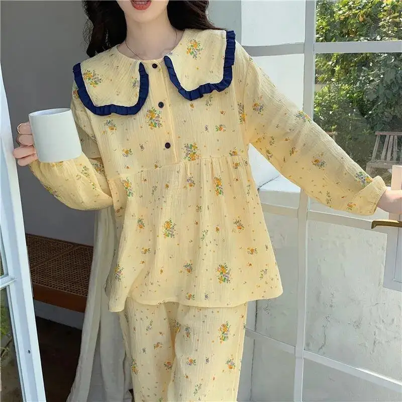 سراويل طويلة حلوة وفضفاضة بأكمام طويلة للفتيات طقم ملابس منزلية بيجامة ملابس منزلية عصرية قبعة بيجامات مدمجة Pjs امرأة شتاء دافئ