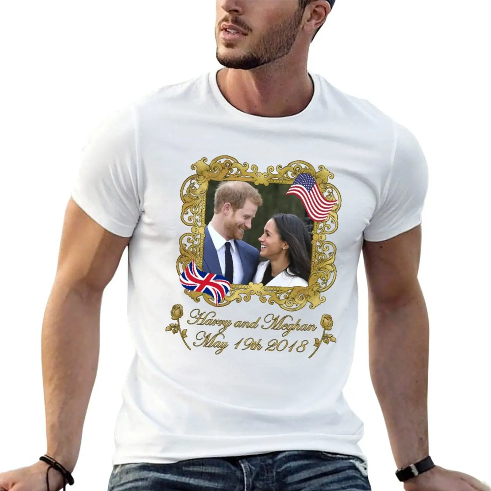 

Prince Harry and Meghan Markle T-Shirt t shirt for man man tshirt T-Shirt