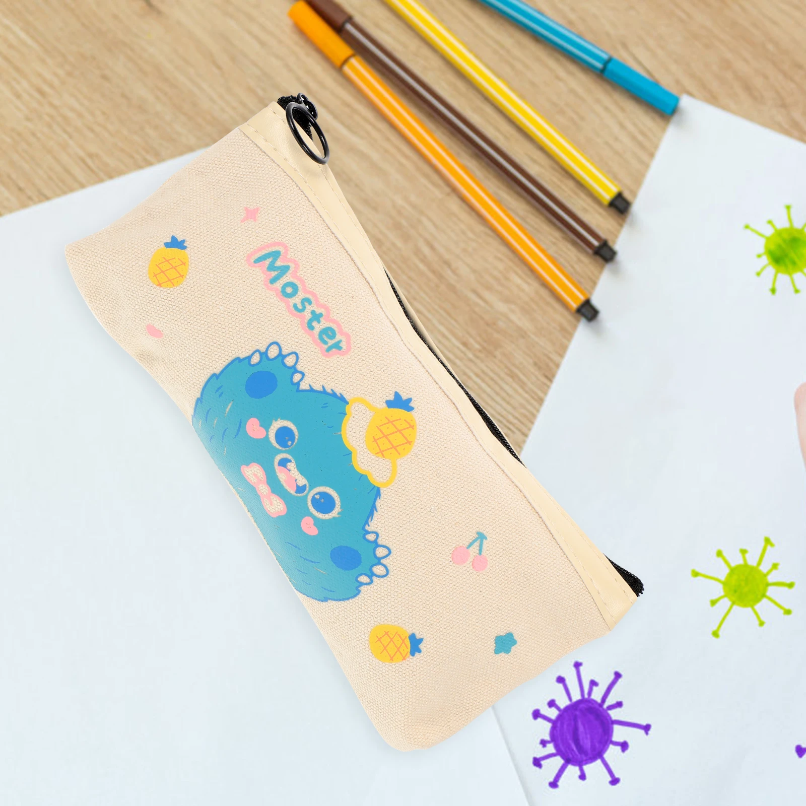 

Pencil Case Bag Portable Pouch Stationery Storage Holder Small Handheld Canvas School Fabric