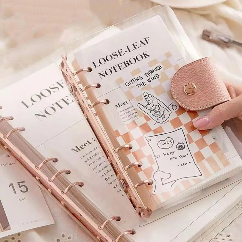 Notebook Transparent Pvc Loose-leaf Notebook Set for Students Professionals Simple Style Planner Journal 2023 Calendar Ins Wind