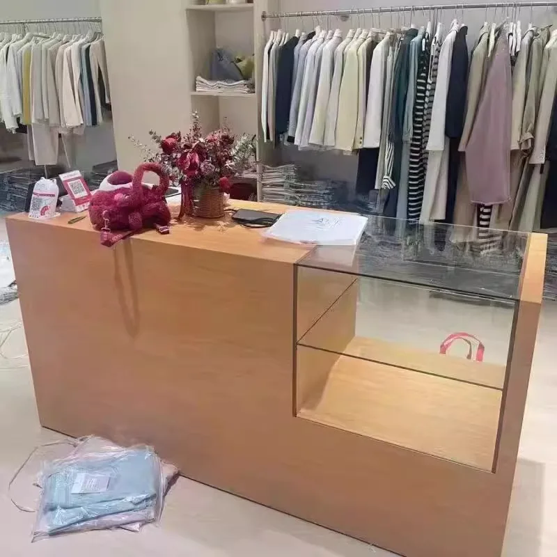 Clothing store checkout page store small bar women's clothing table glass display cabinet integrated Nakajima simple front desk