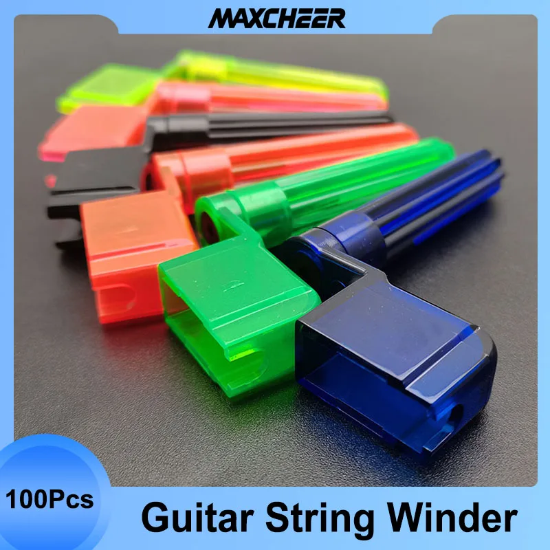 100pcs Guitar String Winder Multi Color Plastic Acoustic Electric Guitar String Peg Winder wiht Bridge Pin Puller Guitar Parts