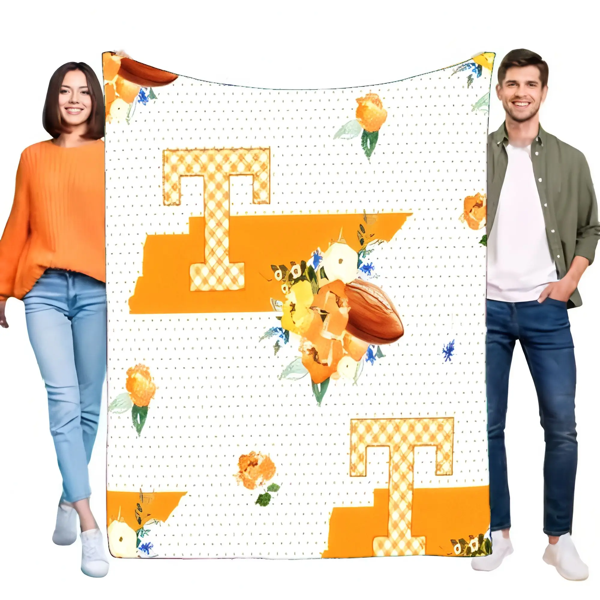 بطانية كرة القدم والزهور المتطوعين من جامعة تينيسي، رمي فائق النعومة ومريح من القطيفة لألعاب اليوم والسرير والأريكة وديكور هدايا المعجبين #1