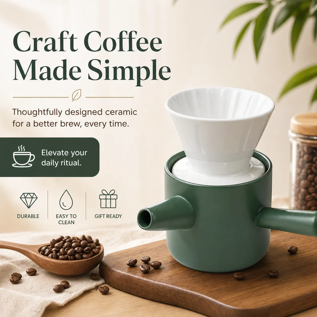 Ceramic Pour Over Coffee Maker Set 450ml Handmade Drip Cone Dripper & Coffee Pot Brewer Reusable Coffeeware Barista Accessories