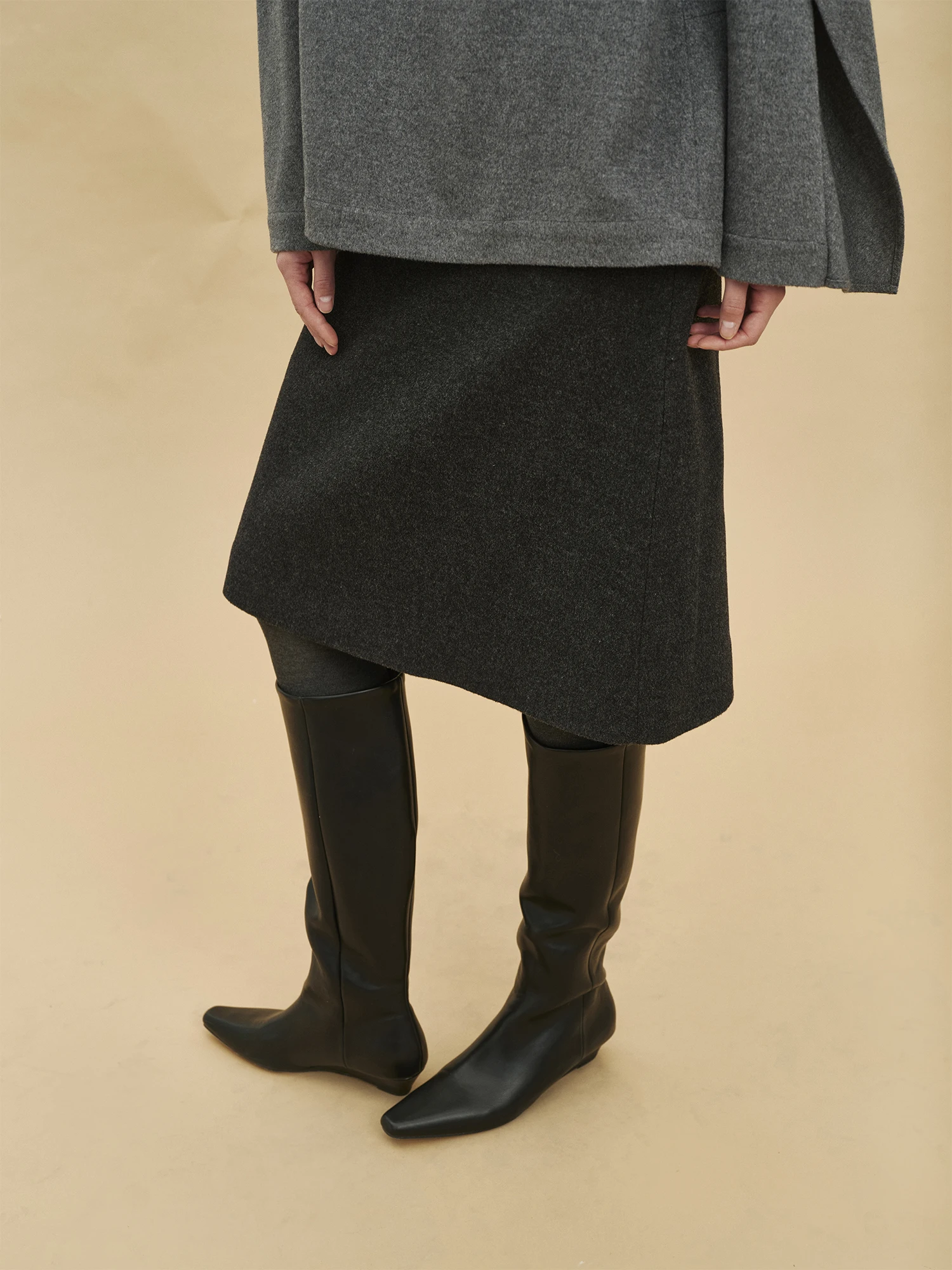 

Шерстяная юбка А-силуэта с вырезами, повседневная, женская, со средней талией, приталенного кроя, для зимнего сезона, модная