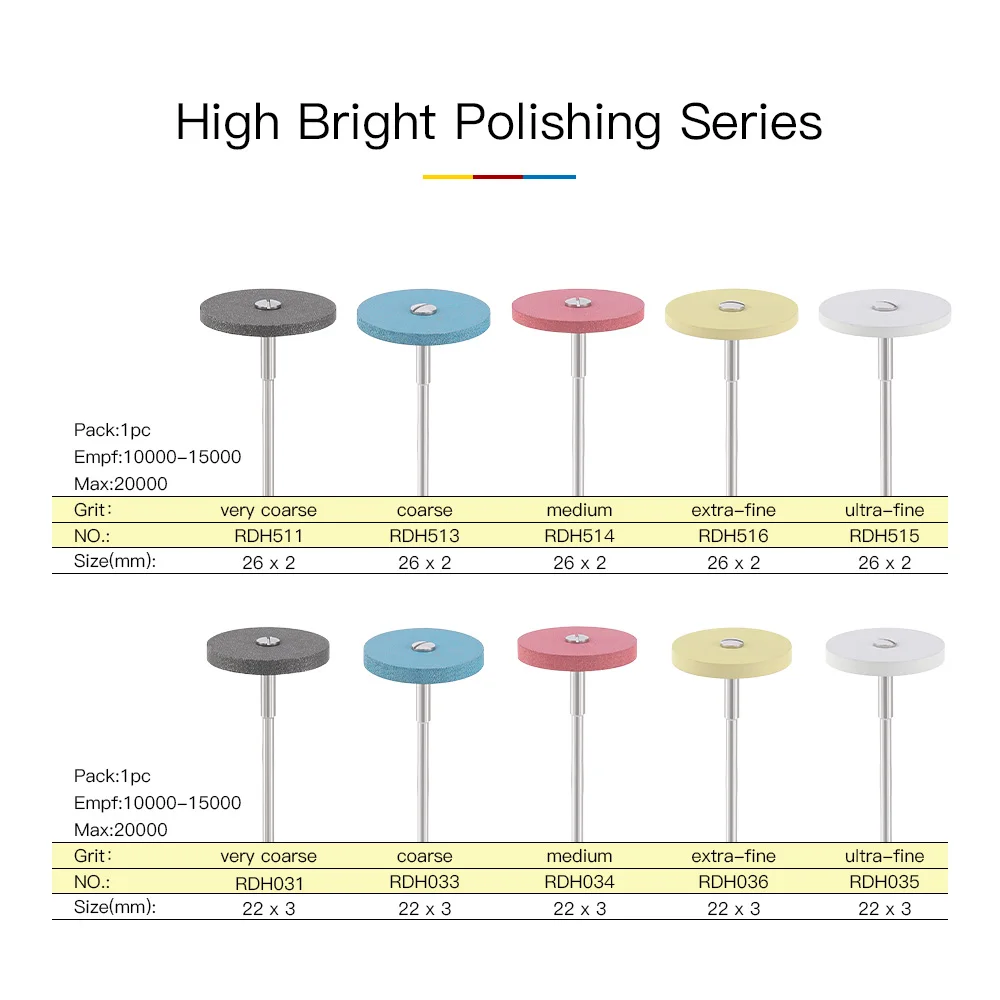 AZDENT-pulidor de diamante de goma Dental, rueda de pulido de circonio, pulido de cerámica HP de 2,35 MM, herramientas de pulido de laboratorio de