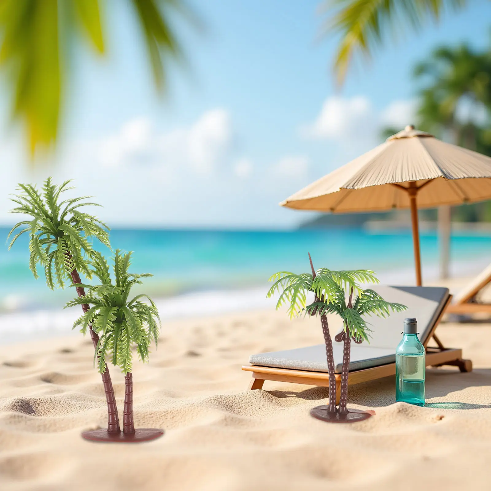 12Pcs Miniature Coconut Palm Trees Artificial Micro Landscape Mini Trees Sand Table Decoration Mini Plants Supplies