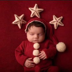 Roupa de bebê recém-nascido fotografia chapéu de natal macacão bebê photoshoot adereços roupas