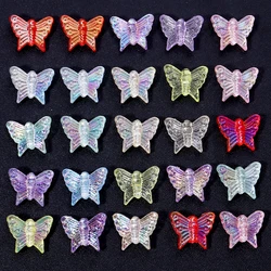 50Pcs/Lot Acrylic Butterfly Charms Beads Plated Color Pendant Loose Bead for DIY Bracelet Jewelry Making Accessories