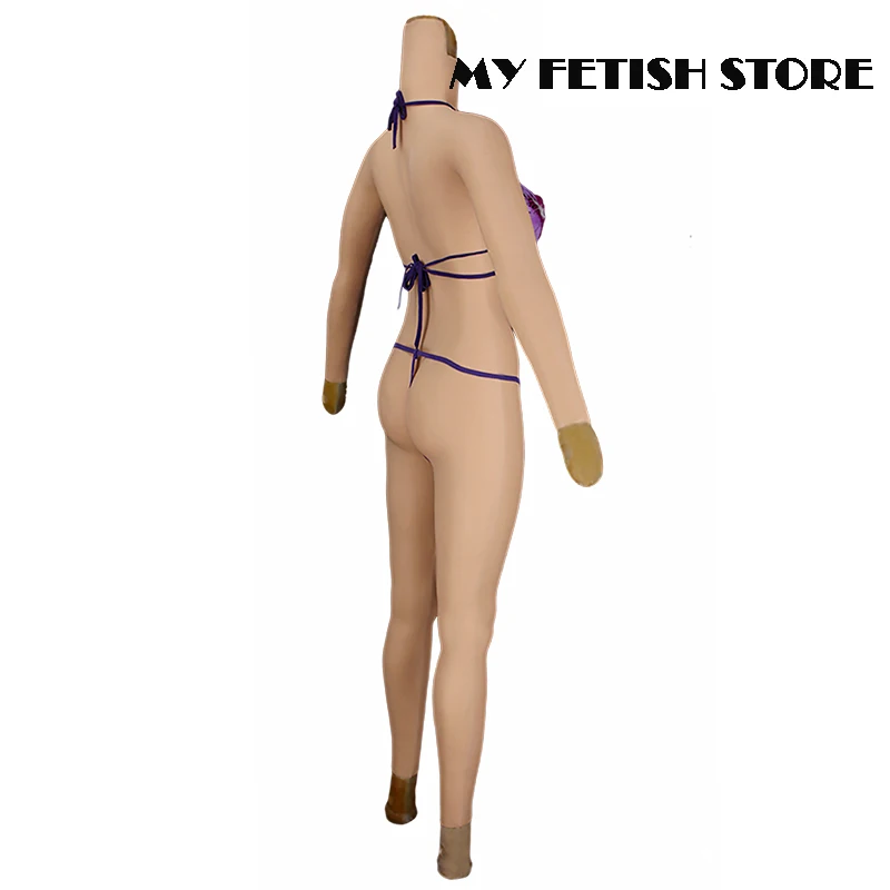 6G Long Sleeves Ankle Length Crossdressing Realistic Silicone Full Body C E Cup Breast Form Suit With Vagina Drag Queen Shemale