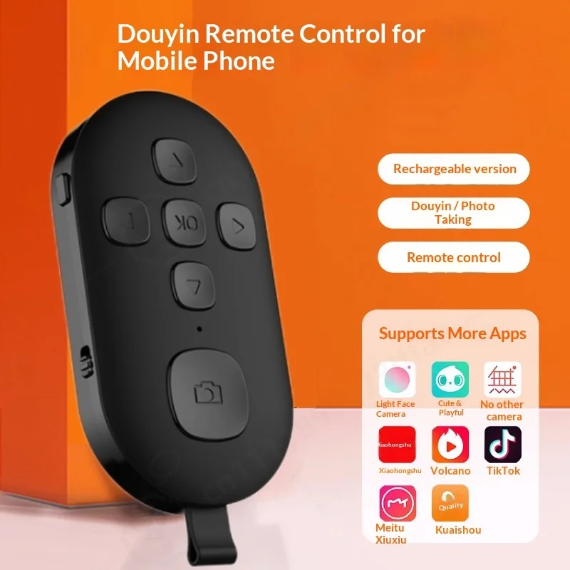 Phone Remote Control, Rechargeable BT 4.0 Plastic, For Photo Video Recording, TikTok E-book Scroll, Portable Tool