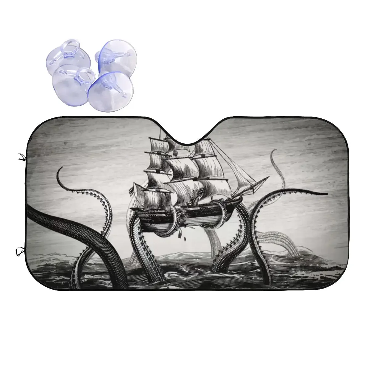 Kraken Sea Monster Octopus Sunshade Windscreen the Rise of Great Cthulhu Aluminium Foil Car Sunshade Front Window Cover