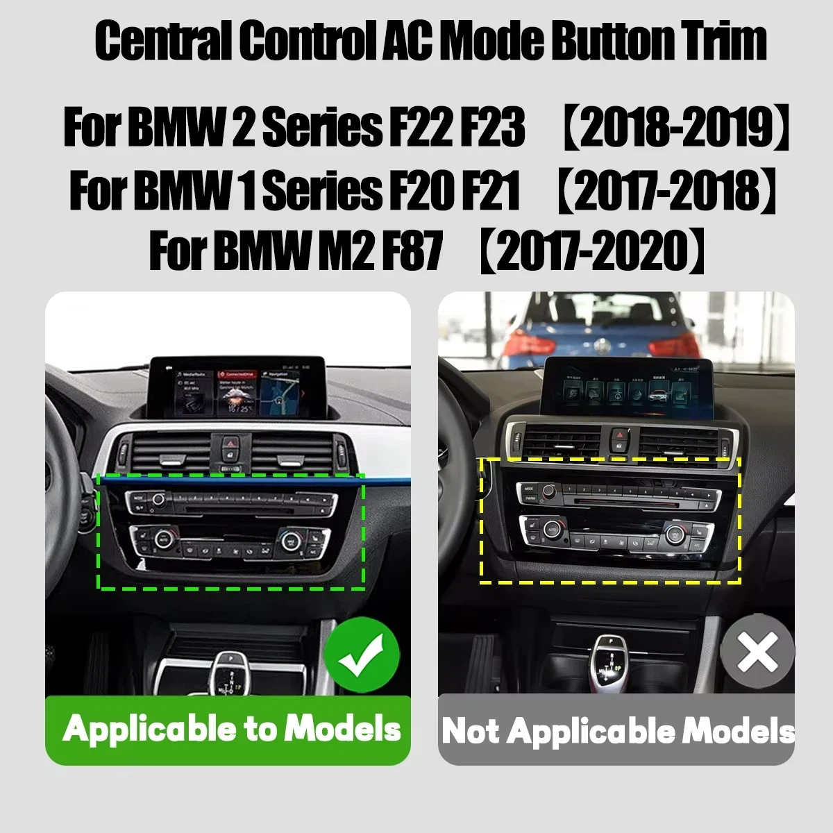 For BMW 1 Series F20 F21 2 Series F22 F23 M2 F87 17-19 2020 Real Carbon Fiber Car Central Control AC Mode Button Trim  Replace