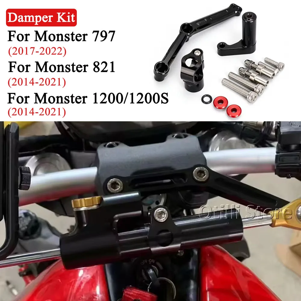 

For Ducati Monster 821 1200 1200S 2014-2021 FOR Ducati Monster 797 2017-2020 Motorcycle Steering Damper Stabilizer Bracket Kit