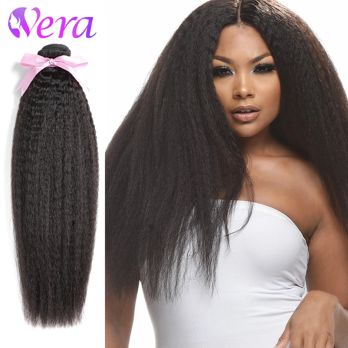 

28 32 Inch Brazilian 100% Remy Virgin Unprocessed Human Hair Kinky Straight Bundles Yaki Straight Double Weft 3 4 Bundles Wefts