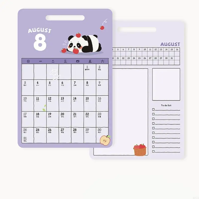 H37F 2025 Desktop Calendar Year Calendar Desk Calendar Standing Calendar Cartoon Panda Calendar Lovely Animal Calendar