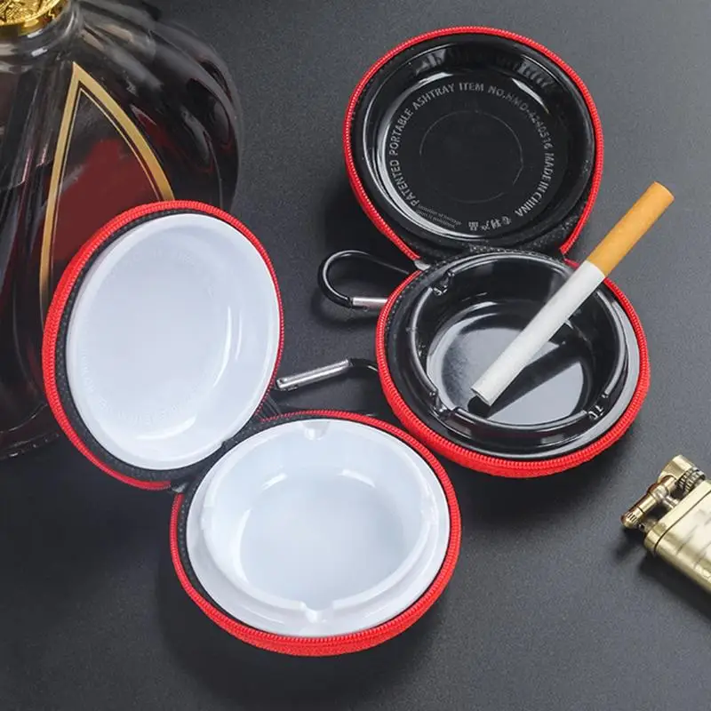 Lightweight EVA Portable Ashtray with Keychain Anti-smog Ashtray with Outer Bag Cover Car Travel Ashtray