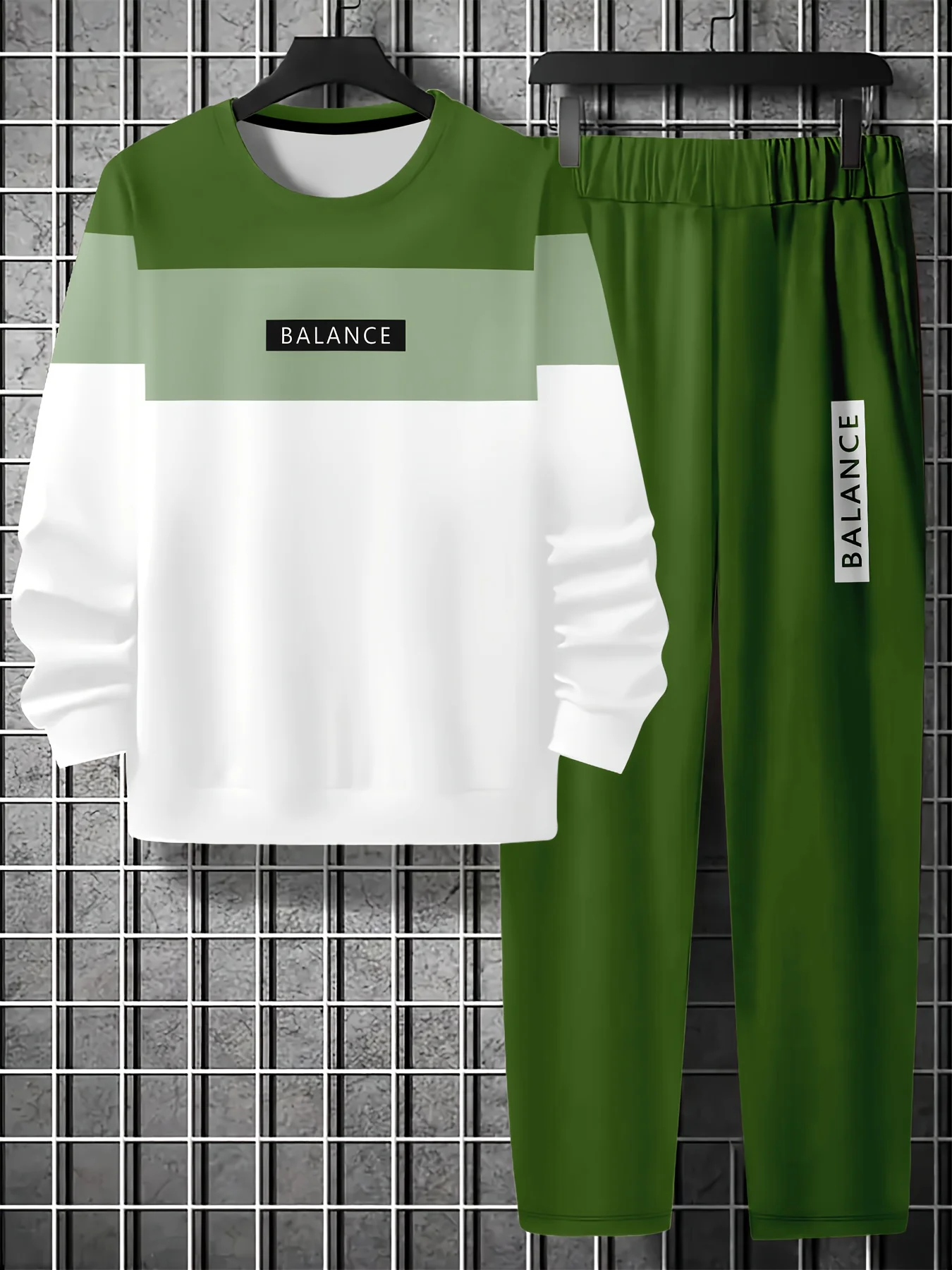 

Осенне-зимний мужской повседневный комплект с длинными рукавами и балансированным принтом, повседневный комплект с круглым вырезом и длинными рукавами, быстросохнущий