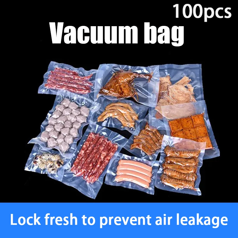 100Pcs/Lot BPA-Free Food Vacuum Plastic Sealing Bags Food Preservation Sealed Bag Household Reusable Vacuum Sealer Bag