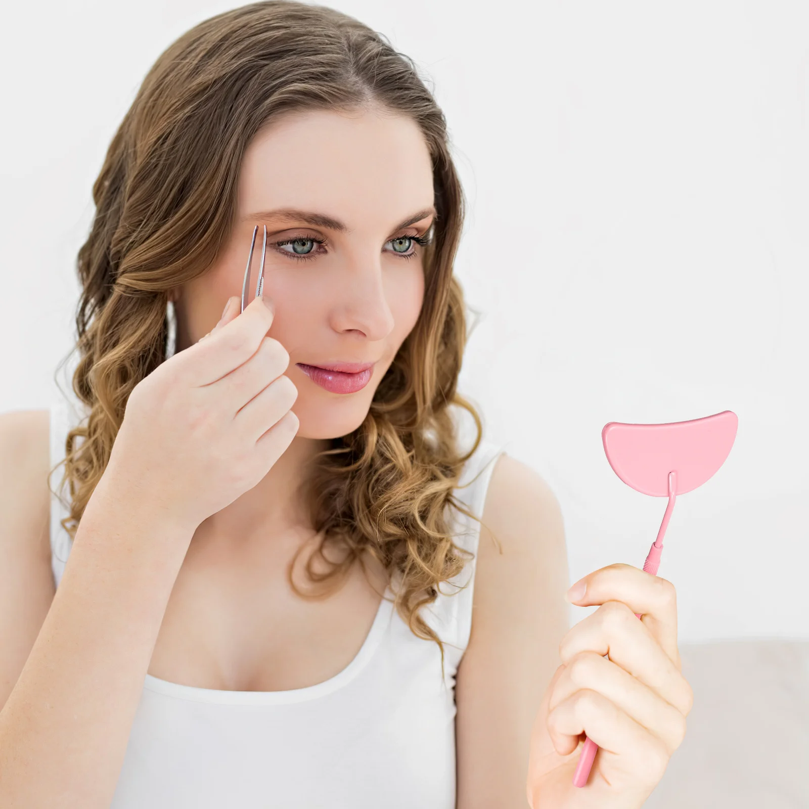 

2Pcs Eyelash Extension Mirrors Handheld Lash Mirror Clear Glass Anti-Slip Handle Portable Design Exquisite Workmanship Eyelash