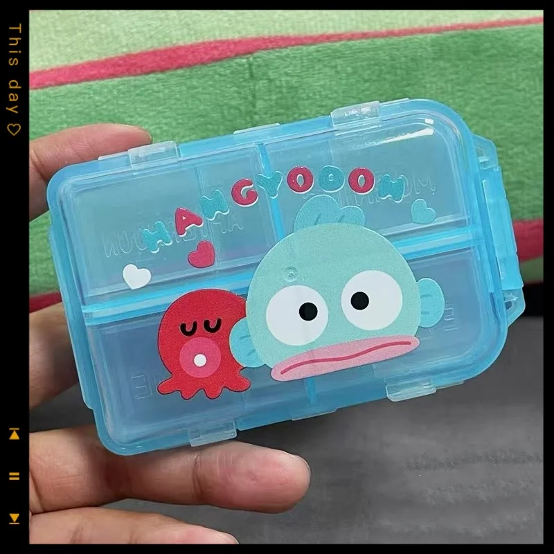 

Sanrio kuromi anime cartoon storage box kawaii hello kitity portable medicine my melody seal dustproof storage box for women