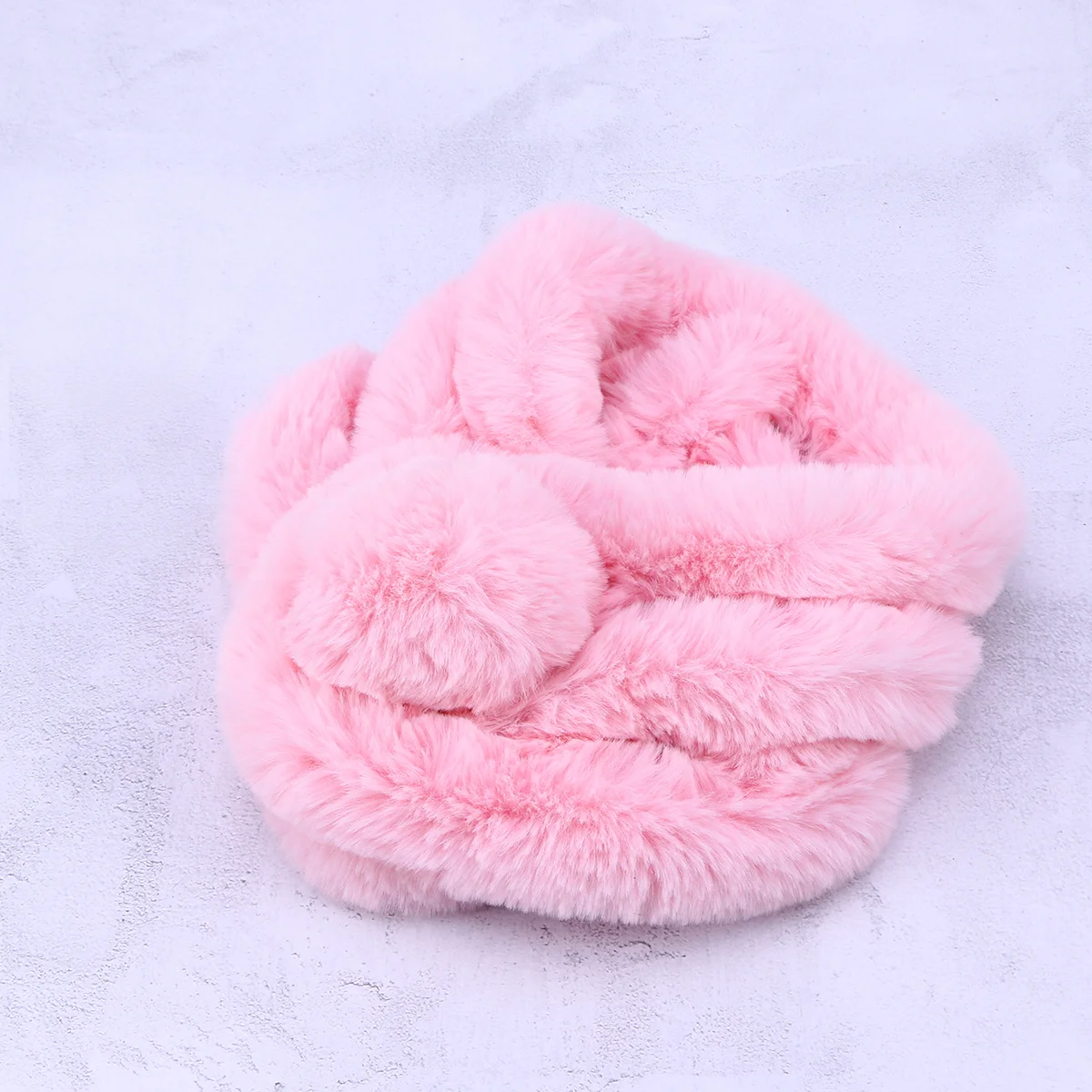 

Warm Keeping Winter Faux Rabbit Hair Ring Scarf Light Pink for Women Girls Soft Stylish Winter Scarf for Cold Season Travel
