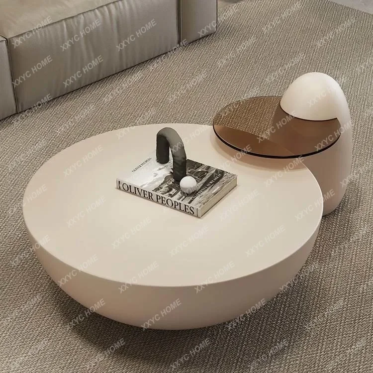 A hot sale Simple design white coffee table, living room art concrete decorative coffee table set