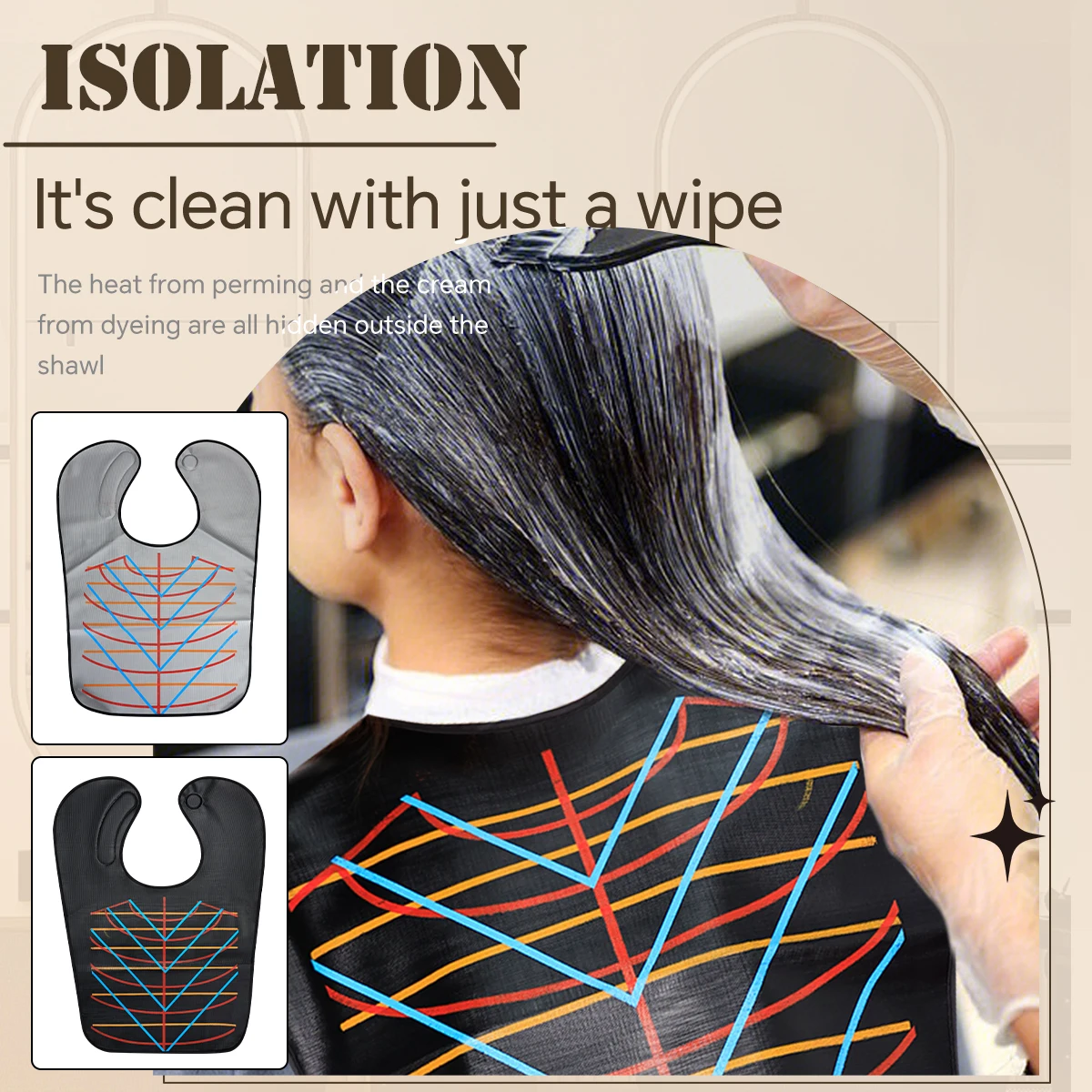 Printed Waterproof Hair Coloring Isolation Shawl, Reusable Anti-Dye Stain Shoulder Cape For Barber Salon Perming