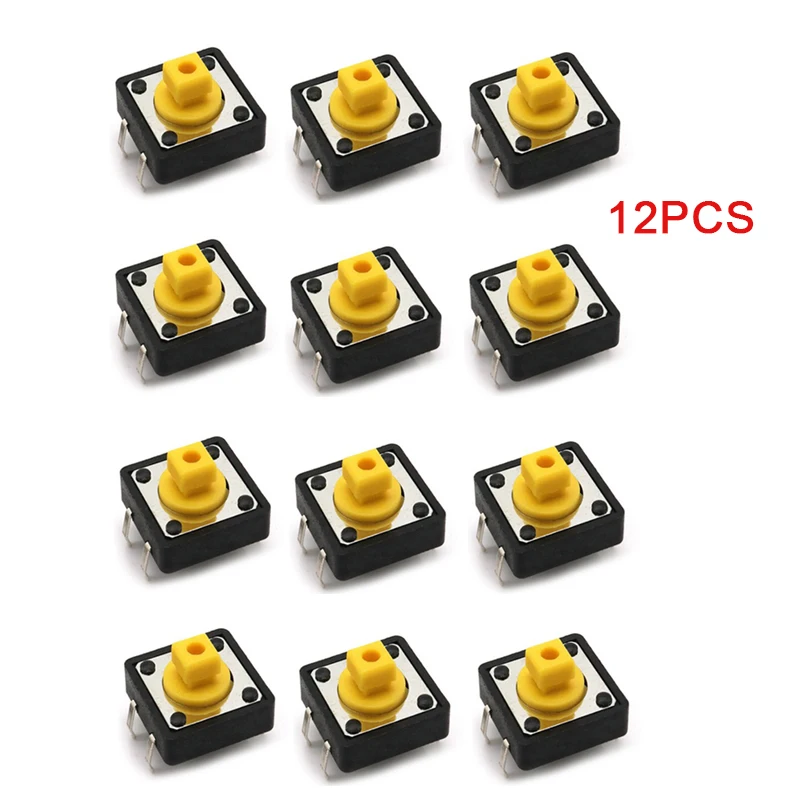 12set Tactile Push Button Switch Momentary 12*12*7.3MM Micro switch button with knob Yellow Green Red Kit 12x12x7.3 image 3