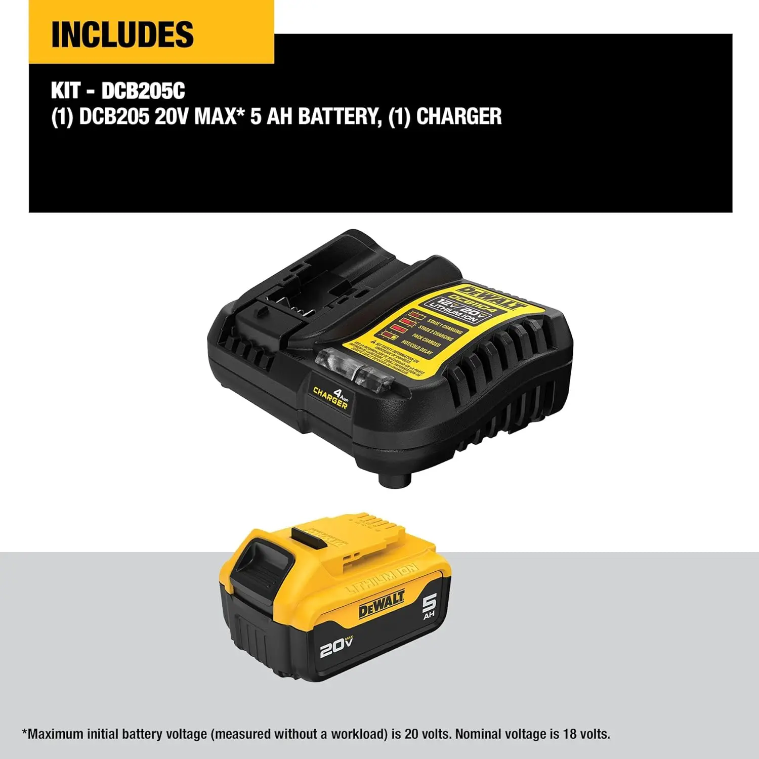 DEWALT 20V MAX 5 Ah Lithium-Ion Battery and Charger Starter Kit (DCB205C)