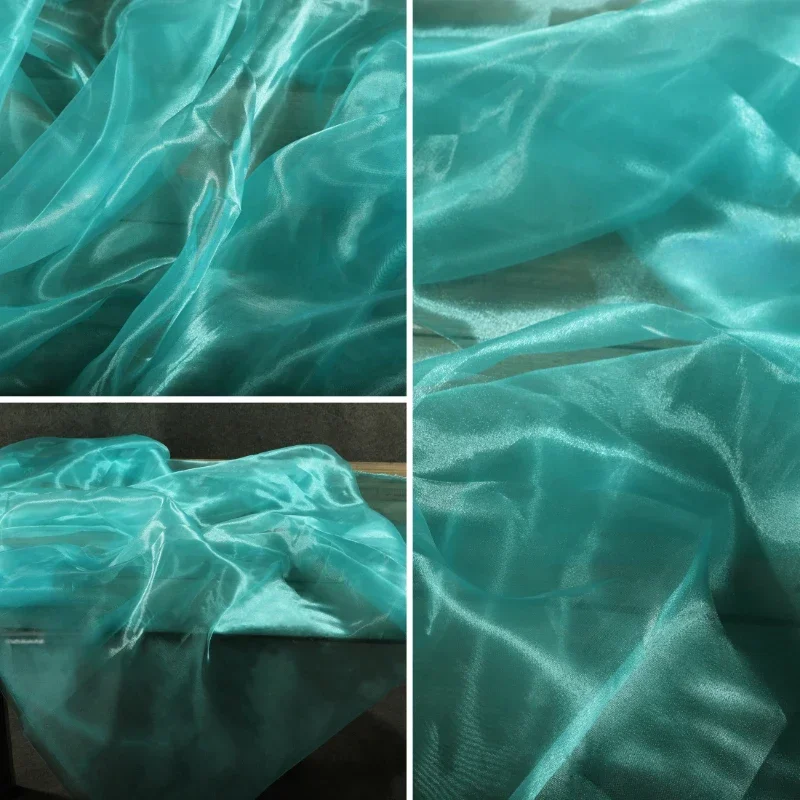 Liquid Texture Transparent Yarn Water Light Yarn Collection Reflective Fabric High Gloss Wedding Dress Designer Fabric