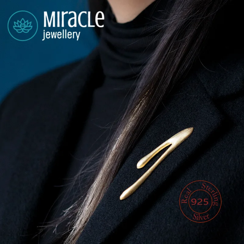 

Miracle Sterling Silver 925 Beauty Of Characters Imagery Abstract Calligraphy Chinese Brooch For Birthday Gift