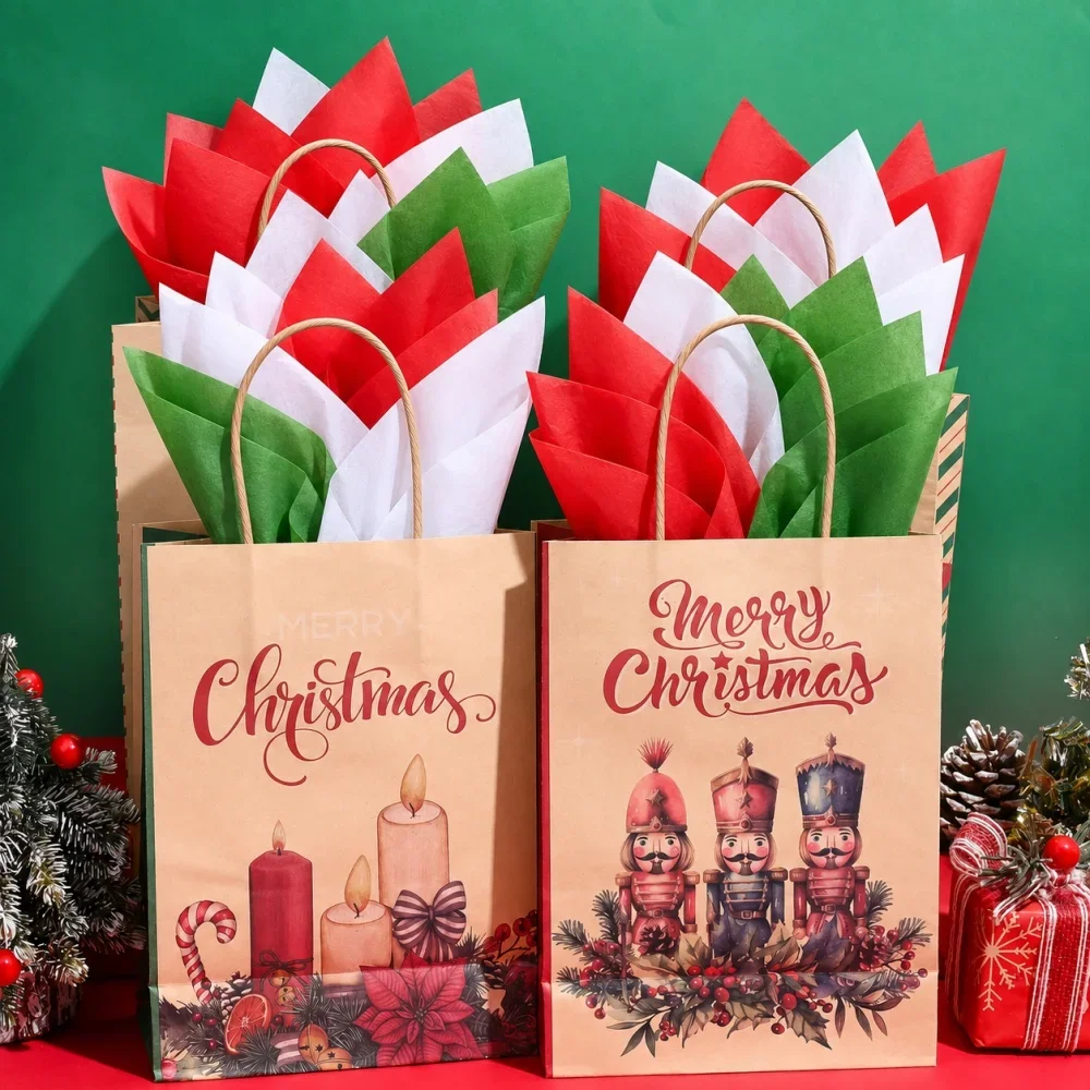 60pcs 50x50cm Snow Pear Paper for Handcrafts Flower Gifts Package Mix Green Red White Snow Pear Tissue Paper for Festival Gift Wrapping Wedding Party Gifts Supplies