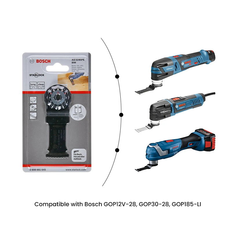 Imagem -06 - Bosch-starlock Oscillating Saw Blade Lâminas de Serra para Madeira Mergulhe Bim Cut Aiz 32 Bspb Gop12v28 Gop185-li