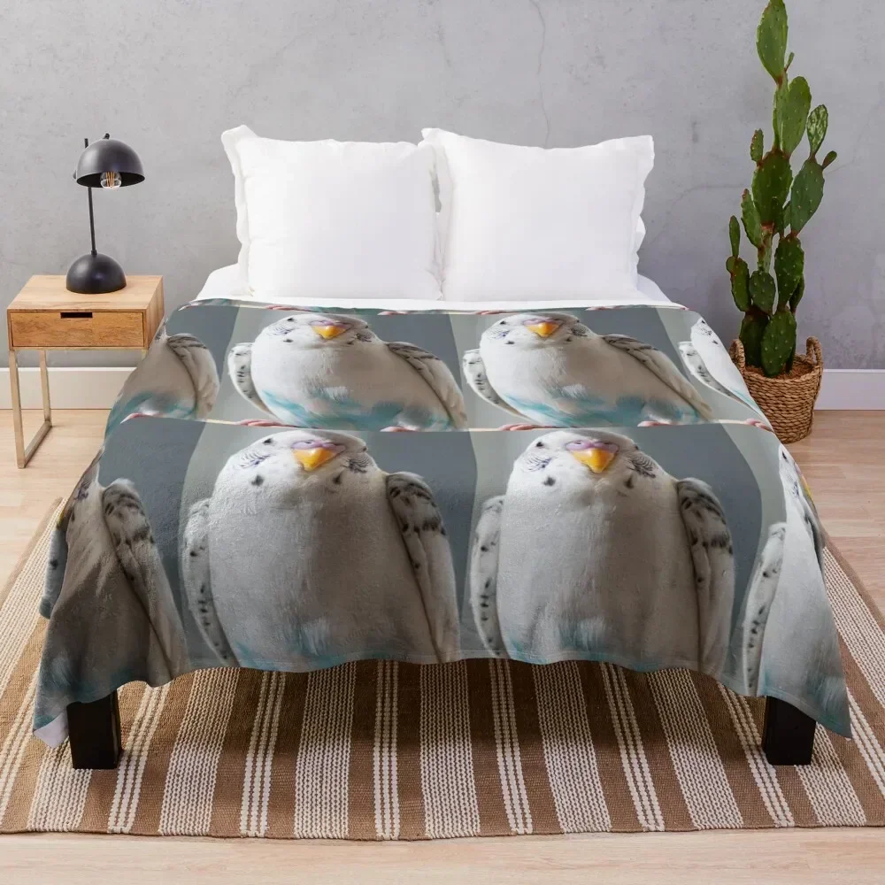 

White and Blue Parakeet Throw Blanket Plaid Flannels decorative Bed Fashionable Blankets