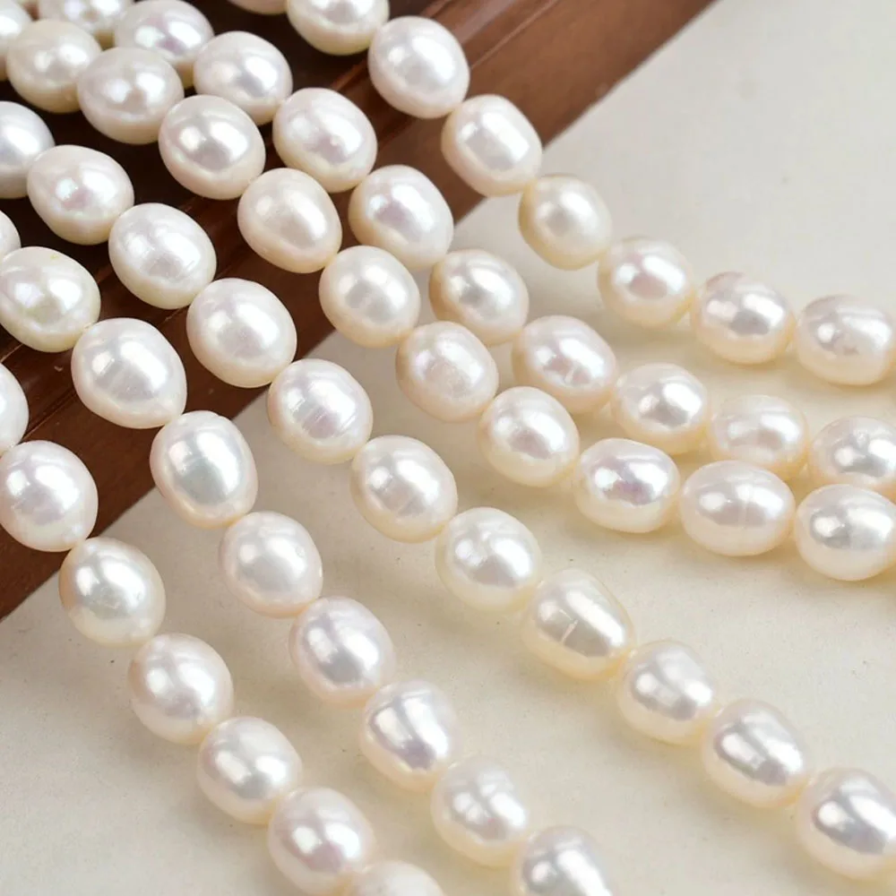AAA 9-10mm Big Rice Shape Beads Natural Freshwater Pearl Beads for Jewelry Making Supplies DIY Necklace Bracelet Accessories