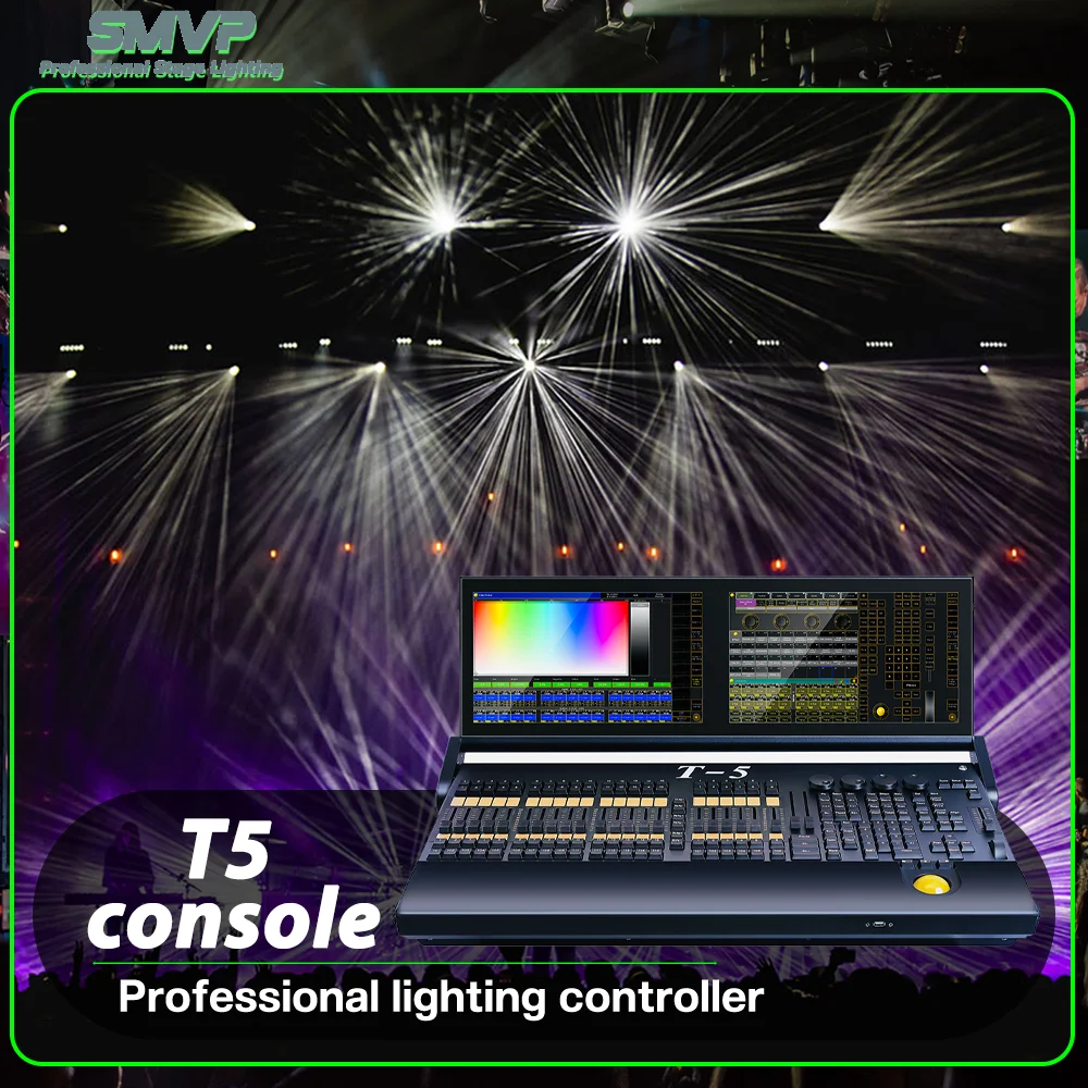 New T5 Console With Independent Backlit Electric Push Rod Stage Lighting Controller DMX512 For Dj Disco Wedding Stage Party Bar