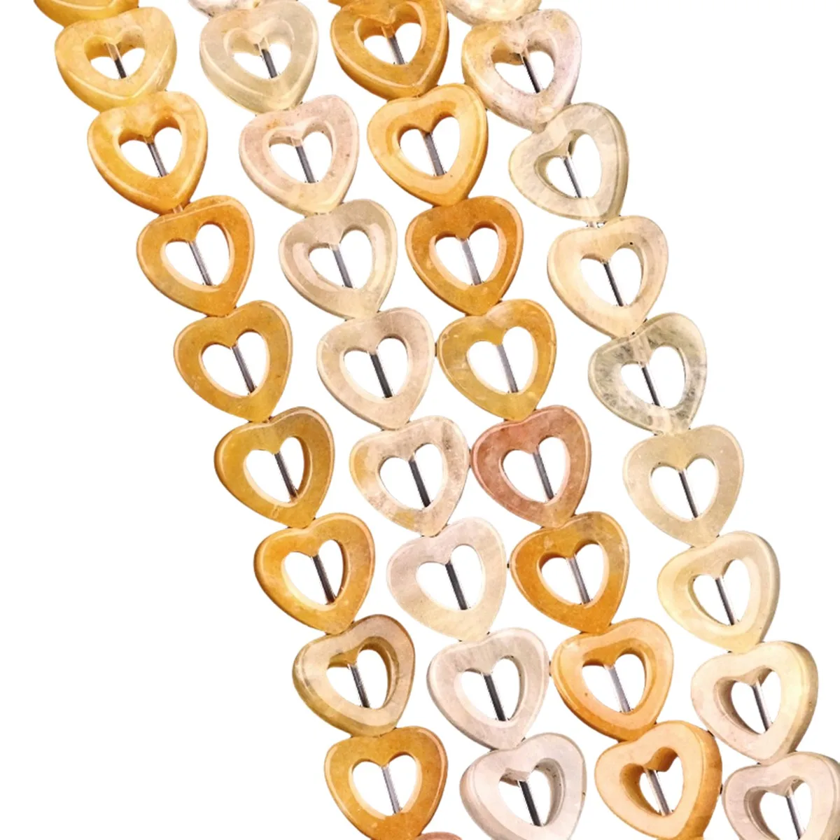 

Yellow Jade 10MM Hollow Heart Shape Gemstone Beads for DIY Making Jewelry Natural Lucky Love Stone 18PCS&20CM