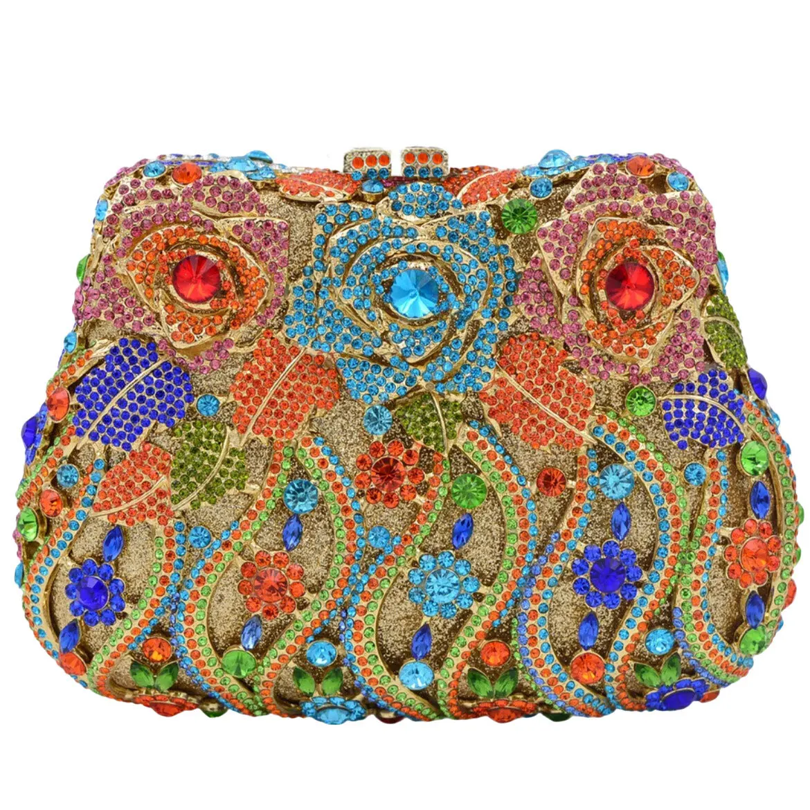 Colorful Women Flower Stone Clutch Dinner Party Evening Bags Wedding Bridal Crystal Minaudiere Floral Handbag Diamond Gift Purse