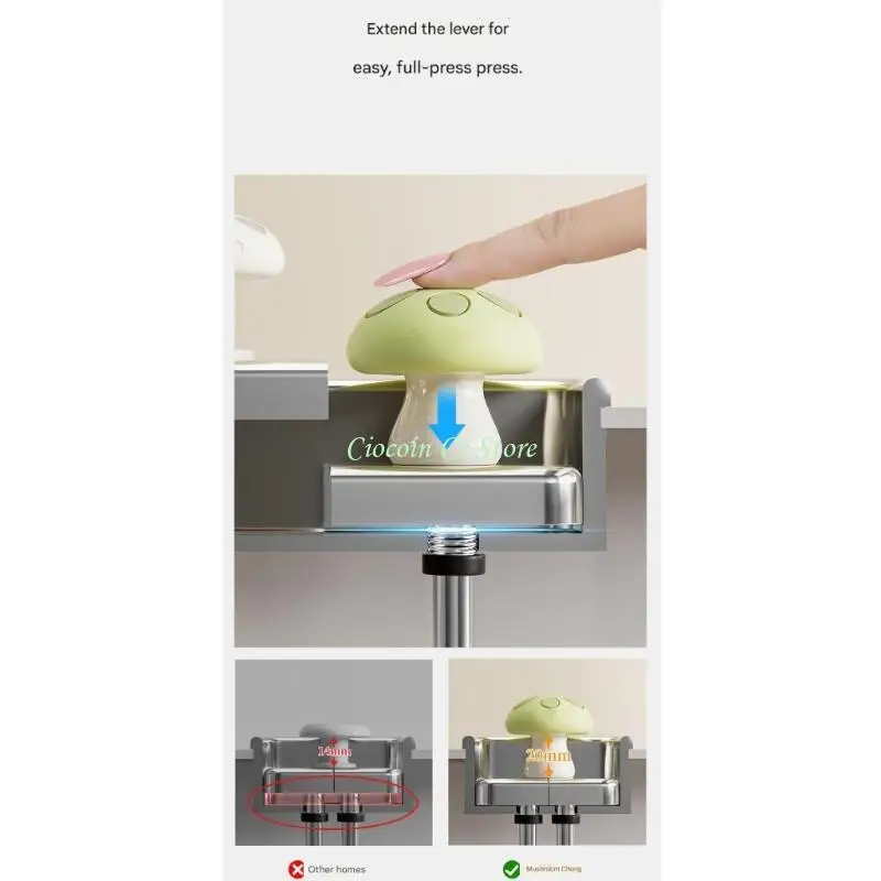 X90F Cartoon Mushroom Toilet Flush Button Salon Bathroom Toilet Easy Push Handle Easy Installation Friendly