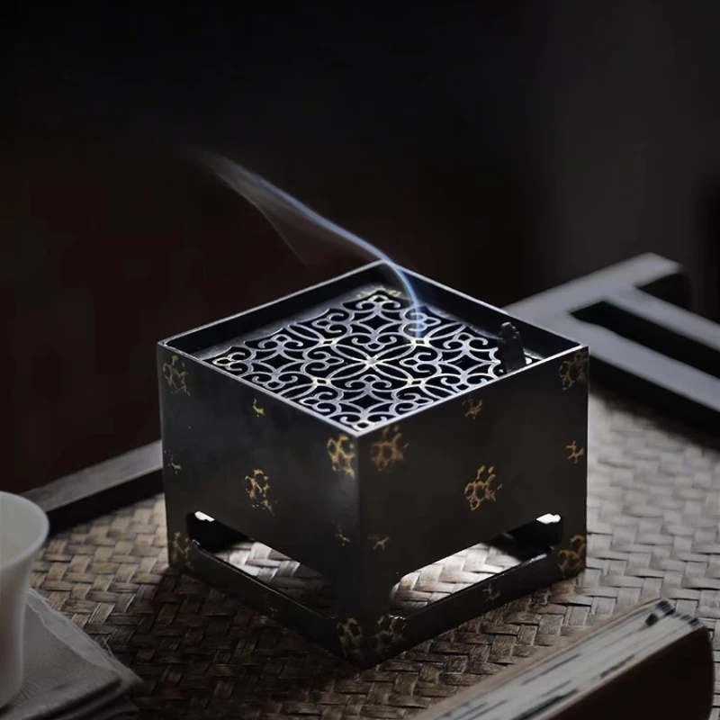 

copper incense burner household aromatherapy burner retro square copper incense box indoor agarwood incense burner