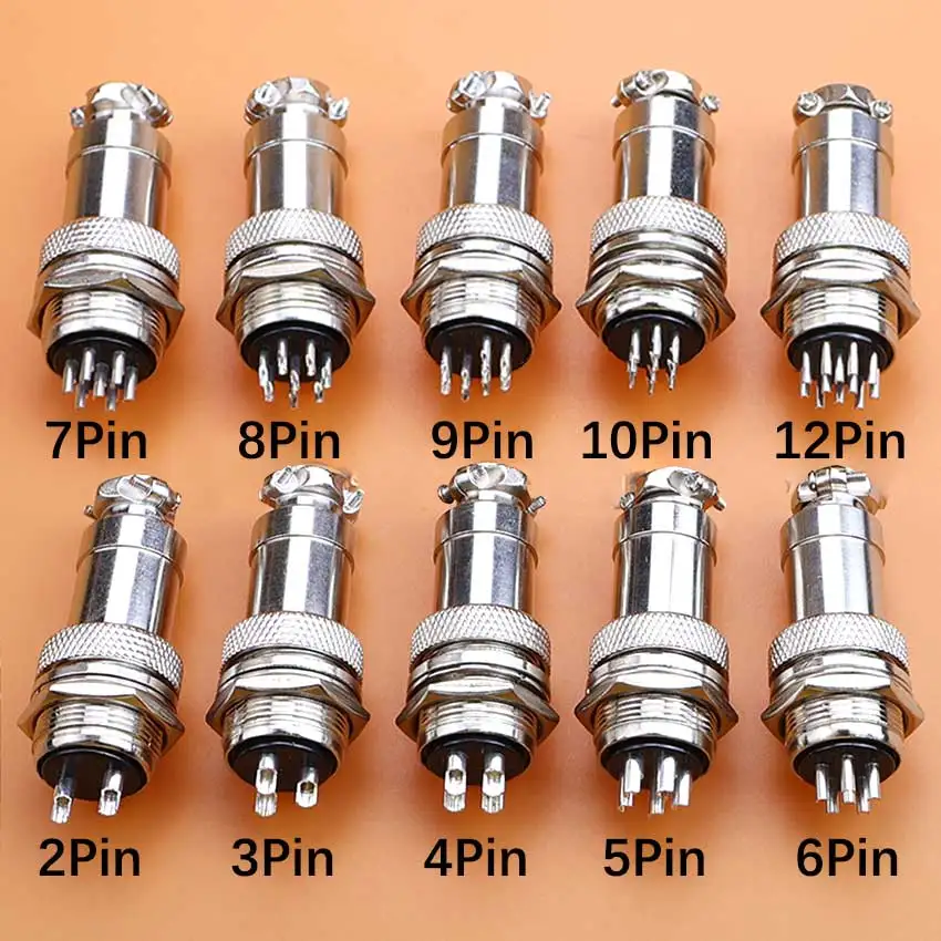 GX12 GX16 GX20 Aviation Plug 2/3/4/5/6/7/8/9/10/12 Pin Metal Aviation Male Female Socket Panel Mount Circular Cable Connector
