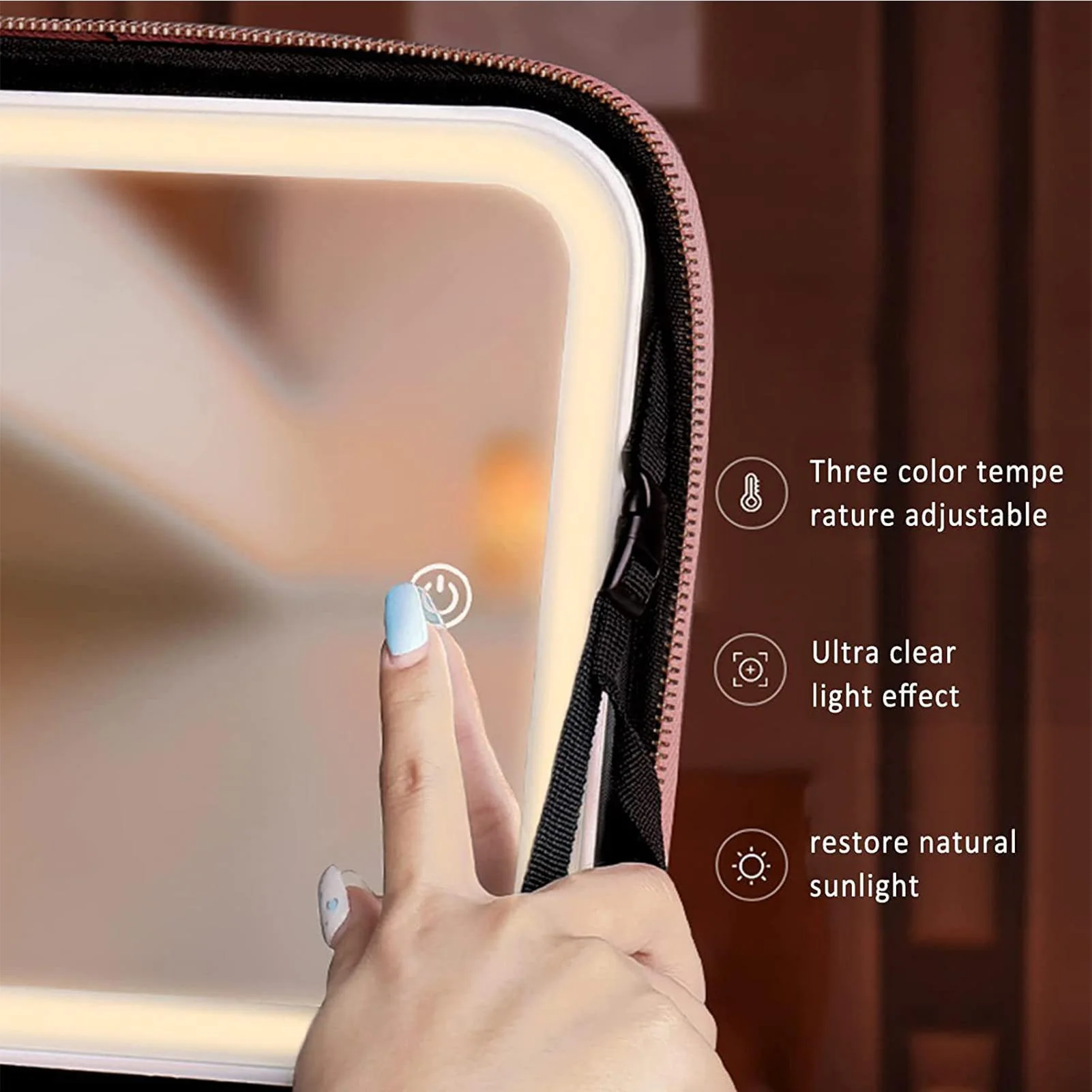 2024 New Smart LED Makeup Bag With Mirror With Compartments Waterproof PU Leather Travel Cosmetic Case For Women